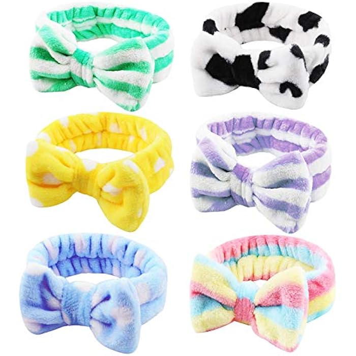 CAVETEE 6 Pack Spa Headband Makeup Headbands Cute Hair Band for Washing Face Microfiber Headband Shower Headband Towel Headband Makeup Headbands for Women - Image 1